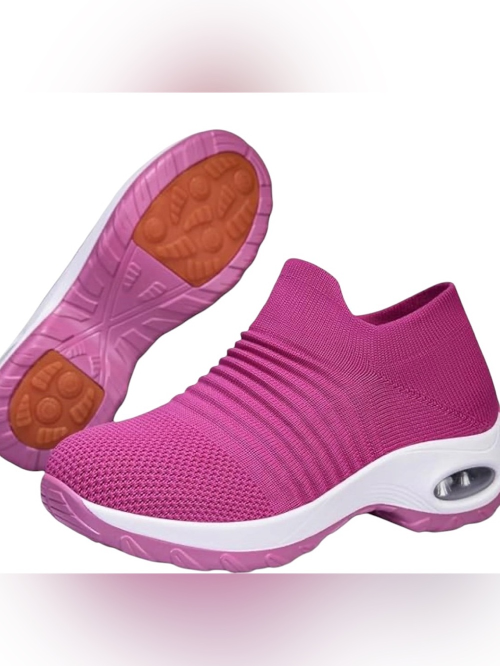 Women’s Slip-On Knit Walking Sneakers in Pink Ortho
